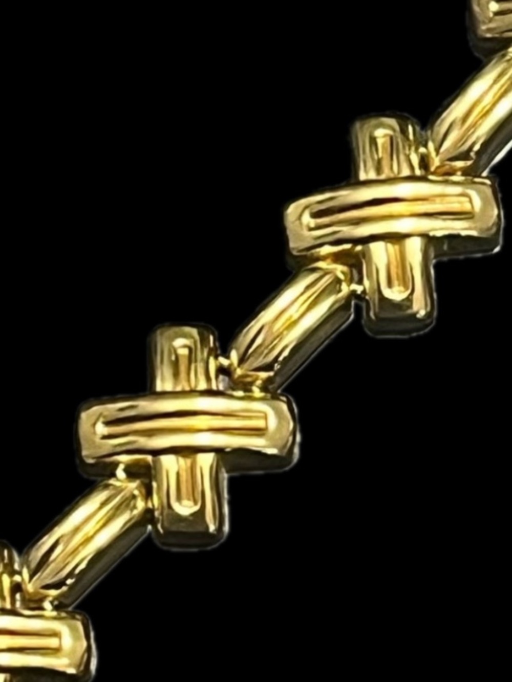 18k Gold Technibond X Design ladies Stampato Link statement Bracelet Vintage HSN